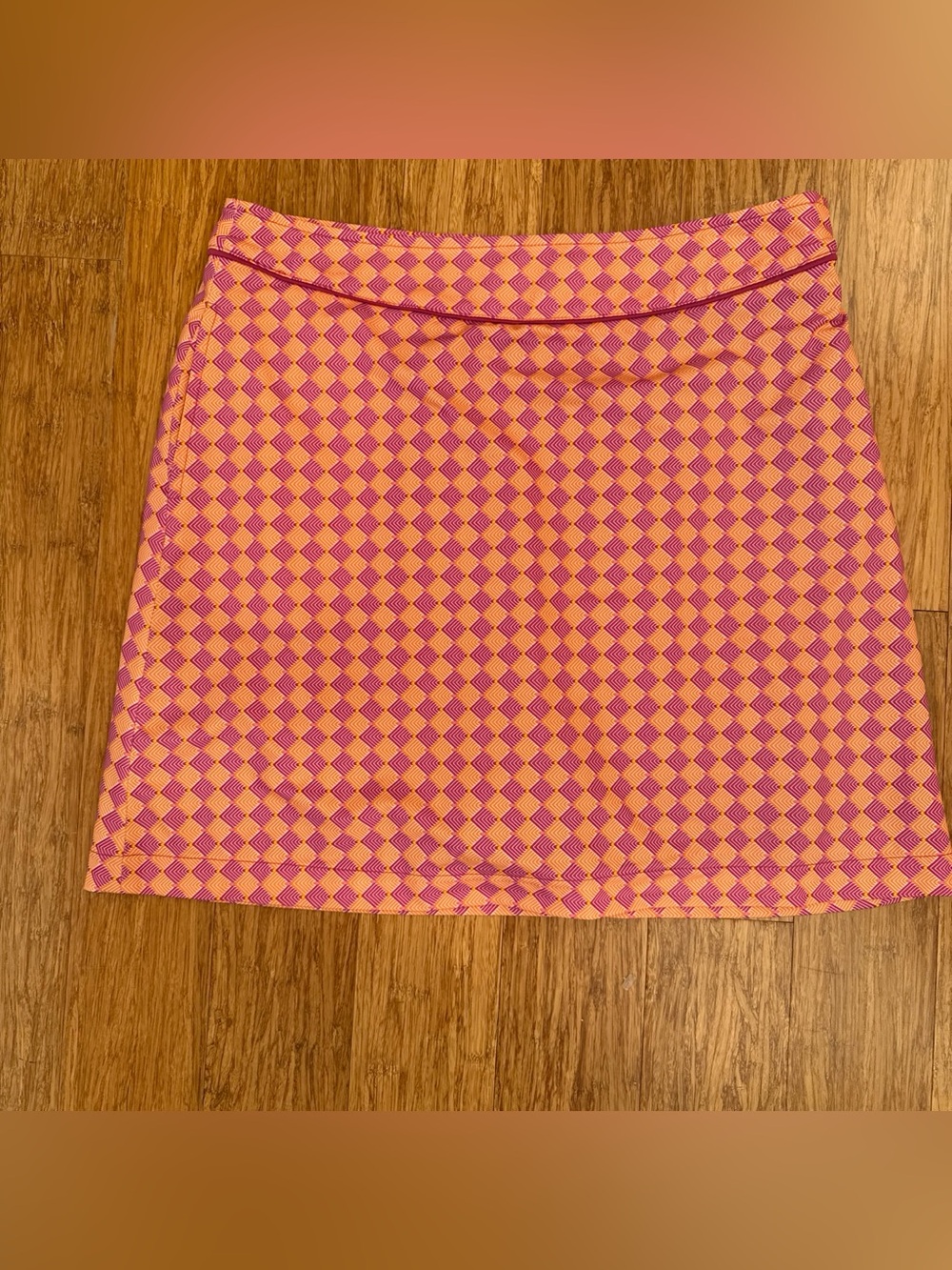 Fairway & Greene luxury golf skort Pink and Orange Checkered Mini size 6